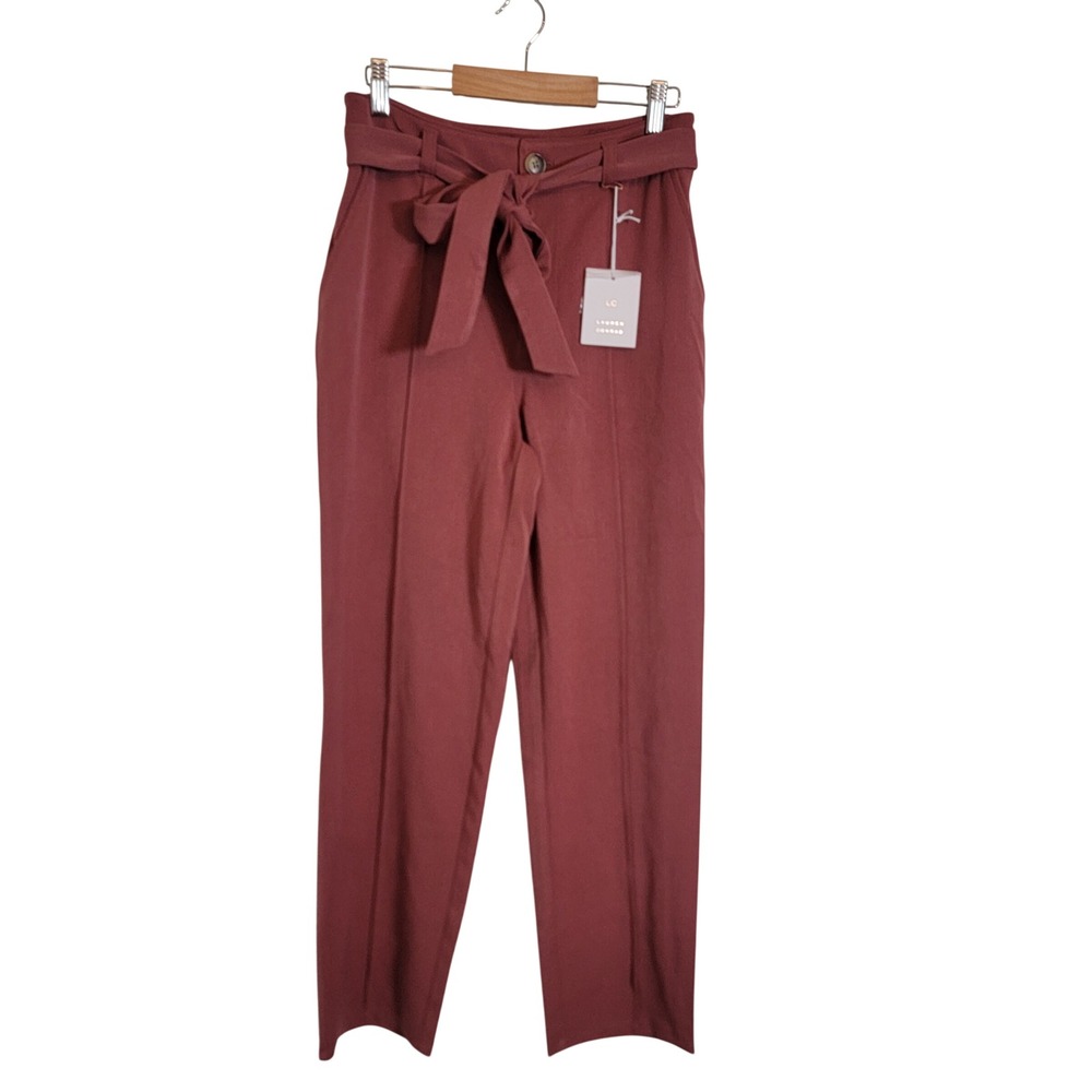 LC Lauren Conrad Paperbag Sz 4 Mauve High Rise Tie Waist Tapered Dress Pant NEW